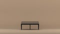 Interior room with single black metalic bench seat in tan, sienna brown color room, single color furniture, 3d Rendering
