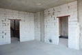 Interior room under construction, metal door lintels. Wall without plasterwork Royalty Free Stock Photo