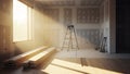 Interior room under construction with natural light and building Royalty Free Stock Photo