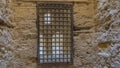 The interior rooms of the ancient Citadel of Qaitbay have rough stone walls. Royalty Free Stock Photo