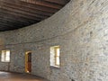 Massive stone wall interior in Shaker Round Stone Barn Royalty Free Stock Photo