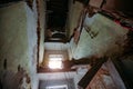 Interior of the ruined collapsed abandoned house Royalty Free Stock Photo