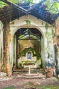Interior of the ruins of the church at Engenho Amparo in Ilha de Itamaraca, Brazil