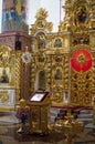 Interior of a Russian Orthodox Church in the Kaluga region. Royalty Free Stock Photo