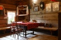 Interior of the Russian peasant hut. Royalty Free Stock Photo