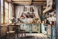 interior of a rustic kitchen in Provence style