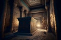 Interior of sacred tombs in pyramids from Giza, Egypt. Neural network generated art