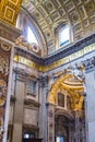 Interior of the Saint Peter Cathedral in Vatican at . Saint Pet Royalty Free Stock Photo