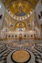 Interior of Saint Sava temple in Belgrade, Serbia, gold mosaic touristic attraction Royalty Free Stock Photo
