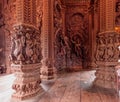 Interior of Sanctuary of truth largest wooden castle Pattaya Royalty Free Stock Photo