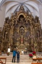 interior of santa maria church in cadaques, spain, the magnificent altarpiece, the most beautiful in catalonia