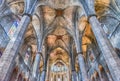 Interior of Santa Maria del Mar in Barcelona, Catalonia, Spain Royalty Free Stock Photo