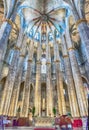 Interior of Santa Maria del Mar in Barcelona, Catalonia, Spain Royalty Free Stock Photo