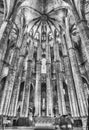 Interior of Santa Maria del Mar in Barcelona, Catalonia, Spain Royalty Free Stock Photo