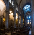 Interior of Santiago de Compostela Cathedral. Galicia, Spain Royalty Free Stock Photo