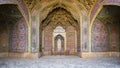 Interior scene with colored tiles and walls of Nasir al-Mulk Mosque, Shiraz, Iran