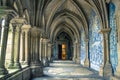 Interior of Se Cathedral in Porto city in Portugal.