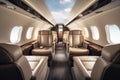 interior seat row in a luxurious private jet