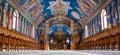 Interior shot of an empty orthodox church in Marginea, Romania. Royalty Free Stock Photo