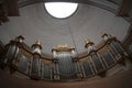 Organ in a church in Finland with oculus and curves