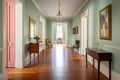 interior shot of greek revival hallway