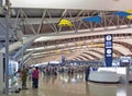 Interior shot inside passenger departure terminal, Kansai International Airport, Osaka, Japan