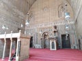 Interior shot of mihrab and pulpit of Sultan Hassan mosque in Egypt