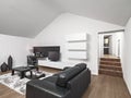 Interior shot of a modern living room  in the attic Royalty Free Stock Photo