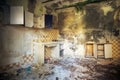 Interior shot of an old abandoned building's room with broken walls in Italy Royalty Free Stock Photo
