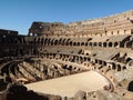 Interior shot from the ruins of the Colosseum, an ancient amphitheater in the center of Rome, Italy Royalty Free Stock Photo