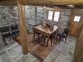 Interior shot of a rustic dining room