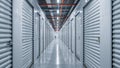 Long Perspective View of a Clean, Modern SelfStorage Facility Hallway Rows of Storage Units Royalty Free Stock Photo