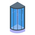 Interior shower stall icon, isometric style