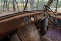 Interior Of Rusted Truck Wreck