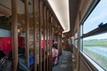 Interior of sightseeing train Hanayome Noren 1st car.