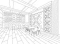 Interior sketch of Moldavian restaurant interior