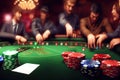 casino people playing at green table Royalty Free Stock Photo