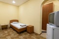 The interior of a small budget hotel room Royalty Free Stock Photo