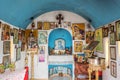 Interior of a small greek orthodox chapel by the sea near Chania in Crete Greece Royalty Free Stock Photo