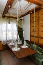 Interior of small hall of restaurant Santa Maria, Mogilev, Belarus
