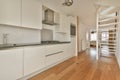 The interior of a small kitchen in white tones Royalty Free Stock Photo