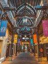 Interior of Souk Madinat Jumeirah in Dubai, traditional arabian bazaar market, UAE