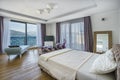Interior of a spacious bedroom in a luxury villa Royalty Free Stock Photo