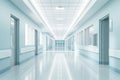 Interior of spacious, empty hospital hallway with tranquil atmosphere Royalty Free Stock Photo