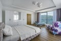 Interior of a spacious bedroom in a luxury villa Royalty Free Stock Photo