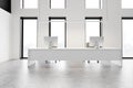 Spacious white and black office workplace Royalty Free Stock Photo