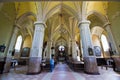 Interior of St. Anna Roman Catholic Church, old Christian temple in Gothic Revival style during a mess Royalty Free Stock Photo