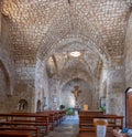Interior of St. John Baptist Catholic Church at old Acre city. Israel Royalty Free Stock Photo