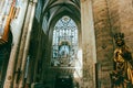 Interior of the St.Michael and Gudula Cathedral in Brussels Royalty Free Stock Photo