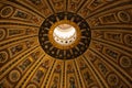 Interior of the St. Peter Basilica, Vatican. Dome inside close up